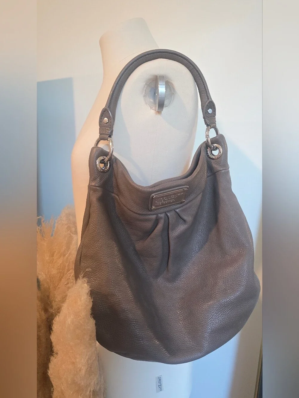 Marc by Marc Jacobs Taupe Pebbled Leather Hobo Shoulder Bag